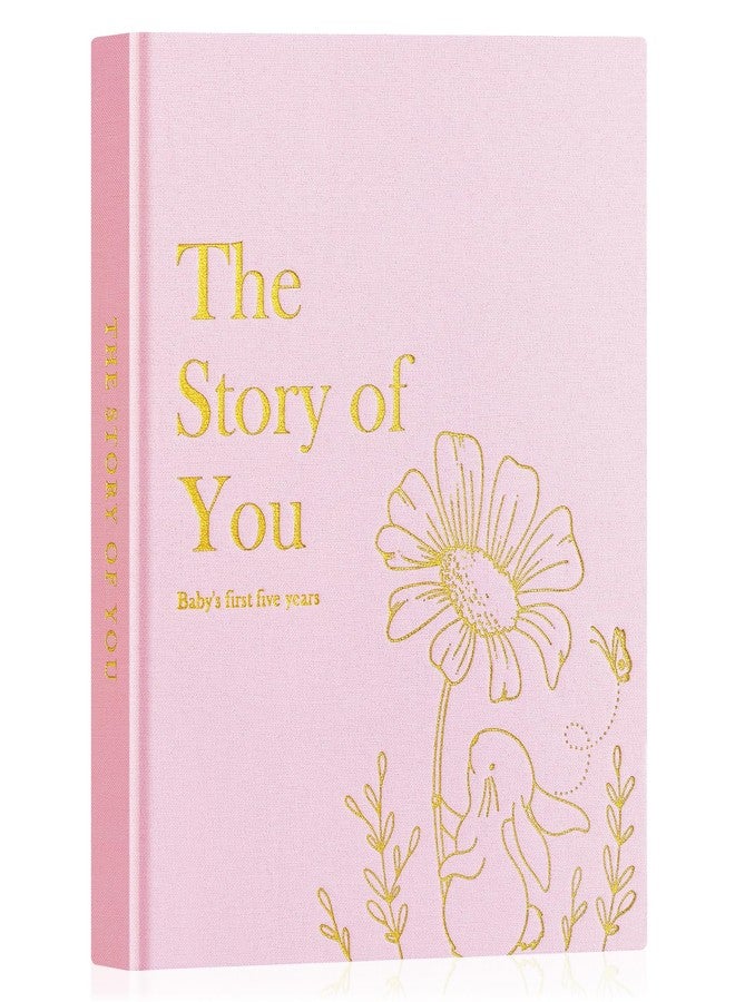 Lanpn Baby Memory Book for Boy Girl - The Story of You, Newborn Babys Book Keepsake Photo Album for New Parents, Linen Cover Baby First 5 Year Milestone Journal Scrapbook (Pink, 154 Pages) - Image 1